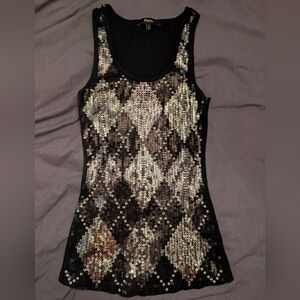 Express Black and Silver Sequin Tank Top